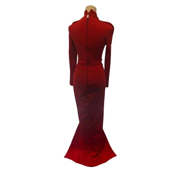 Zhivago Cutout Mock Neck Maxi Dress Red Size 6 - Picture 2 of 5